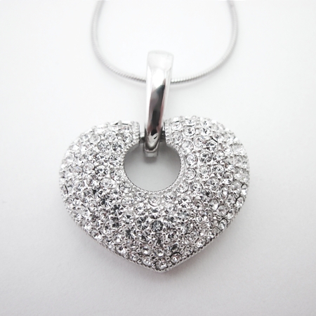 Pave Heart Pendant with Rhodium-plating - Click Image to Close